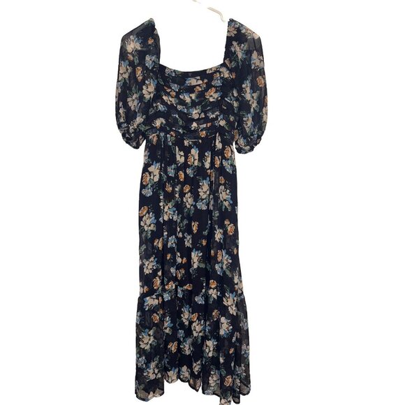 NWT Lauren Conrad Dress Navy Floral - Picture 1 of 5